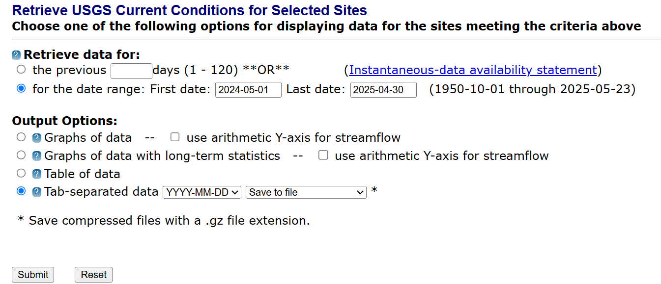 Selecting date range